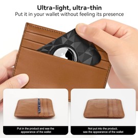 Vsagier for Airtag Wallet Holder [Ultra Thin] for Passport Holder for Travel Women, Mens Wallet with Airtags Cases, Card Case for Keychain, Purse, Handbag, Backpack, Clutch Bag(Black)