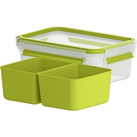 Tefal N10725 Storage Container, Bento Box, 3.2 gal (1.0 L), Sealed with Integrated Packing, Master Seal to Go Lunch Box, Dividers Included