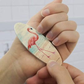Flamingo on Beach Starfish Retro Double-Sided Oval Nail File Emery Board Set 4 Pack