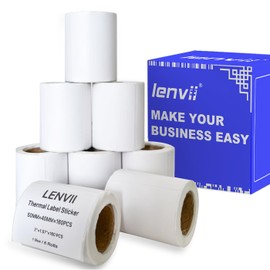 LENVII 50 mm x 40 mm White Direct Thermal Label Stickers, 2 x 1.57 Inch Thermal Labels, Waterproof/Oil Resistant/Friction Resistant for Portable and Desktop Label Printers (1 Roll 160 Pieces / 8