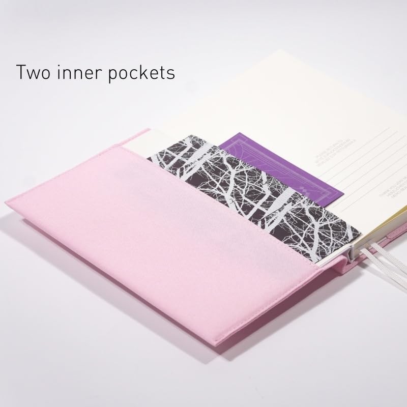 FRORA Embroidered Journal Notebook, A5 Softcover, Dot Line, (Pink, Yagle