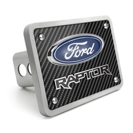 iPick Image Made for Ford Raptor 3D Logo Carbon Fiber Texture Billet Aluminum 2 inch Tow Hitch Cover