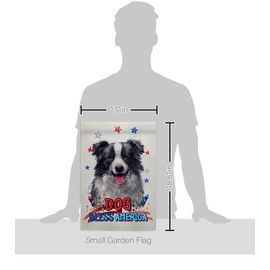 Breeze Decor Patriotic Border Collie Garden Flag Set with Stand Dog Puppy Spoiled Paw Canine Fur Pet Nature Farm Animal Creature House Banner Small Yard Gift Double-Sided, Made in USA