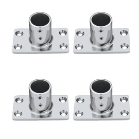 Pvrud Boat Hand Rail Bases 316 Stainless Steel 90° Rectangular – Marine-Grade Fittings for 7/8" Tubes – Heavy Duty, with Installation Hardware Pack of 4