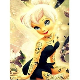 DIY 5D Diamond Painting Kit for Adult Kids, Tattoo Girl Gothic Tinkerbell Etsy Full Drill Embroidery Cross Stitch Picture Supplies Arts Craft for Home Wall Decor Paint 11.8x15.7 inch