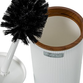 DRW White and Natural Acrylic Toilet Brush Set 11 x 11 x 34 cm