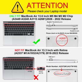 Fintie Case Compatible with MacBook Air 13.6 Inch (2026-2022) M5 M4 M3 M2 A3449 A3240 A3113 A2681, Ultra Thin Hard Shell Protective Case Snap Cover, World Map