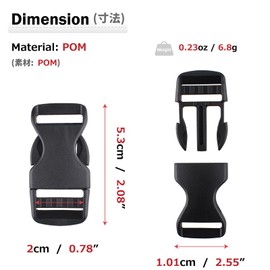 Azarxis Side Release Buckle, Insertion Buckle, Buckle, 0.8 inches (20 mm), 1.0 inches (25 mm), 1.5 inches (38 mm), 2.0 inches (50 mm), Plastic Buckle, Belt Adjuster, Cords, Fasteners, Repair, DIY,