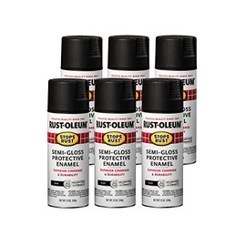 12 oz Rust-Oleum Brands 7798830 Black Stops Rust Protective Enamel Spray, Semi-Gloss Pack of 6