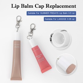 Maoolmht Keychain Cap for Summer Fridays 0.5 Oz Lip Balm, Compatible With LANGIGE 0.35 Oz Balm, Portable Holder (White)