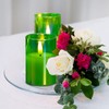 Eywamage Green Glass Flameless Candles with Remote Batteries, Flickering Slim