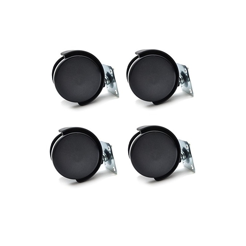 4X New 50mm Plastic Swivel Castor Wheel Black Furniture Caster