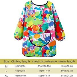 Kids Painting Apron, Children Artist Smock with Pocket and Long Sleeves, Waterproof and Dirty-resistant Artist Costume for Kids, Painting Supplies for Kids Age 5-8 (XL Size)