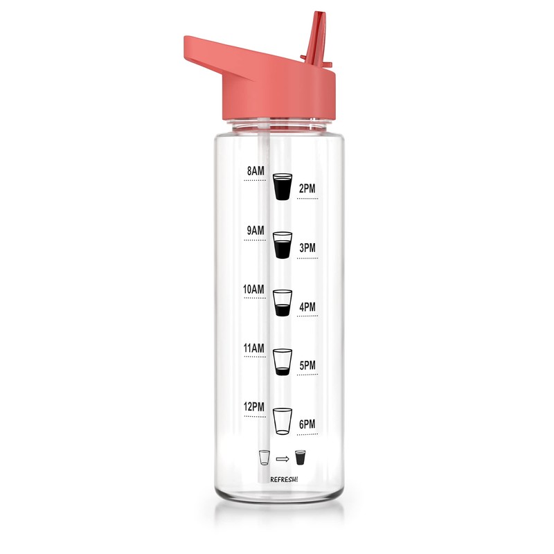 Be-Active Motivational Water Bottle with Straw – With Time Markings