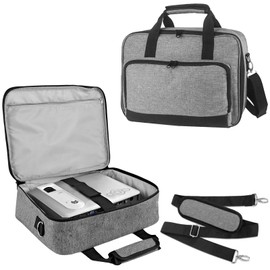 ZKOO Projector Carrying Case, Projector Bag Compatible with Most Projectors, Includes Storage Pockets & Adjustable Shoulder Straps, Travel Projector Case, 14" x 11" x 4" (Gray)