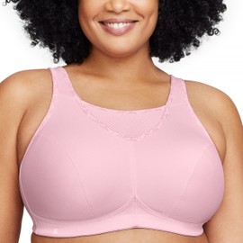 Glamorise Women's Full Figure No Bounce Plus Size Camisole Wirefree Back Close Sports Bra #1066, Parfait Pink, 50I
