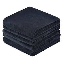 Starvortex 4 Pack Gym Towels, 75 x 35cm Microfibre Gym Towel for Man Women, Skin-friendly Sweat Towels for Gym, Super Absorbent Quick Dry Towel, Double-sided Fleece, For Fitness, Camping (Black)