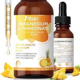 Magnesium L-Threonate Liquid Drops Restore Health Magnesium Levels Support Cardiovascular Promote Restful Sleep Relax Pineapple Flavor 60ml