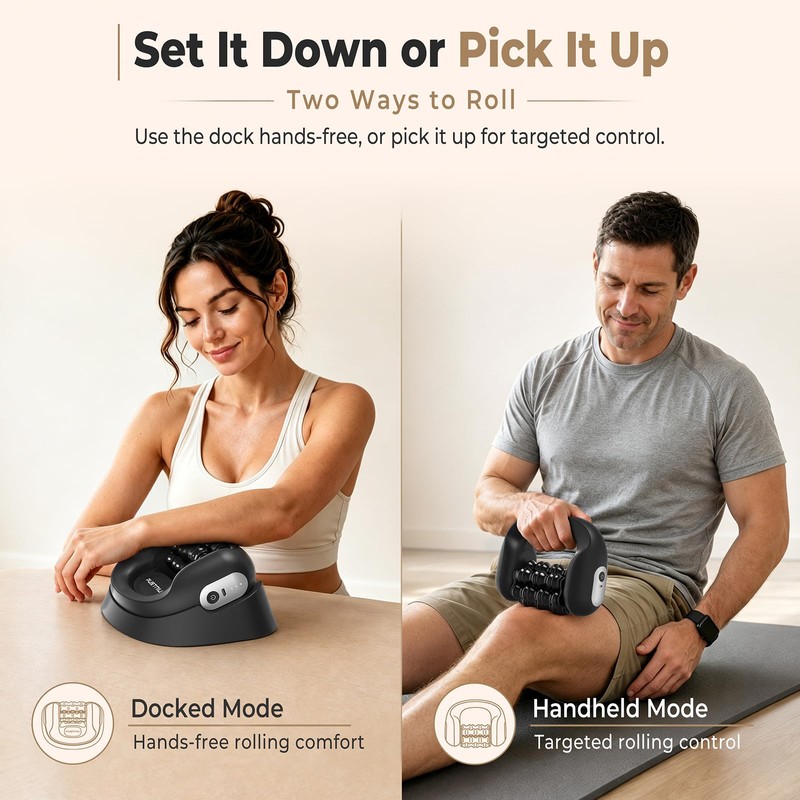 Electric Rolling Percussion Massager with Hands-Free Dock