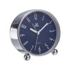 sourcing map Metal Quartz Alarm Clock, Silver-crusted Blue Surface Alarm