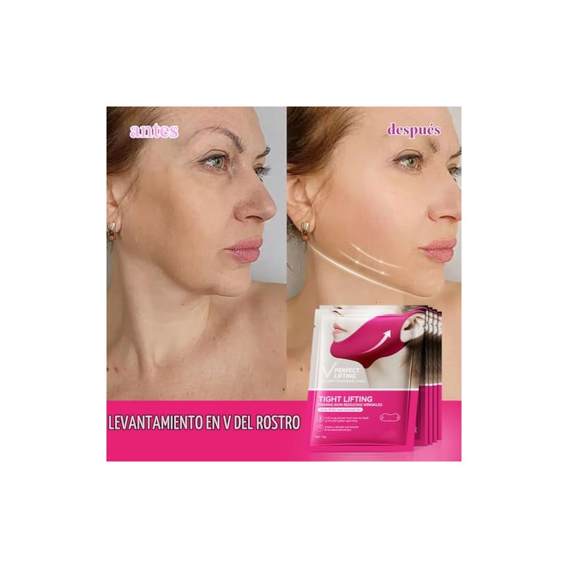 5Pcs Mascarilla de Colágeno en Forma de V Para Rostro,
