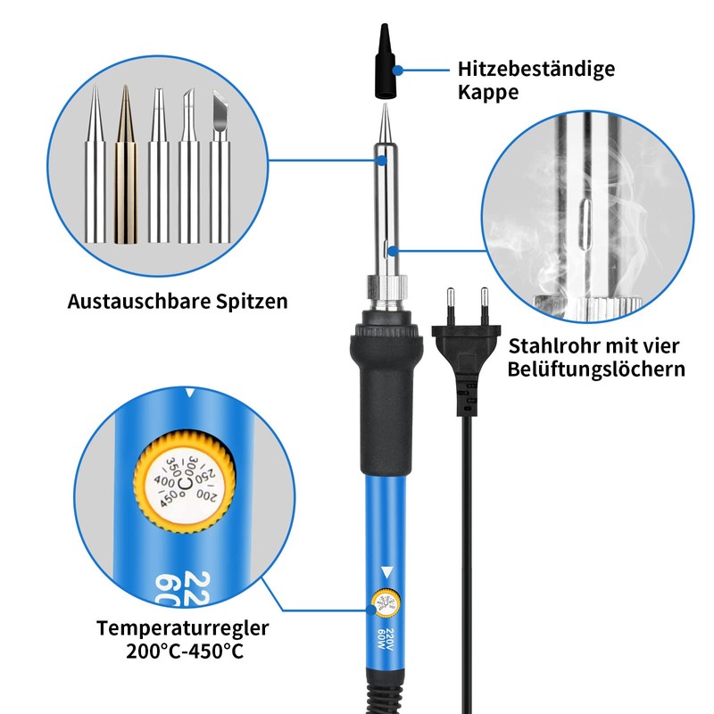 Soldering Iron Kit - 60W Welding Tools with Adjustable Temp
