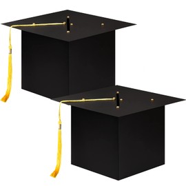 Gejoy 2 Packs 2025 Graduation Cap Shaped Card Box with Tassel Black Grad Cap Shaped Card Holder for College Graduation Gift Box Party Supplies Decorations