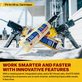 Dripless ETS5000 Industrial Grade ErgoTech Heavy Duty Gun for ¼ Gallon / 29 oz Cartridge | Reinforced Revolving Frame | 18:1 Thrust Ratio | On/Off Dripless Function