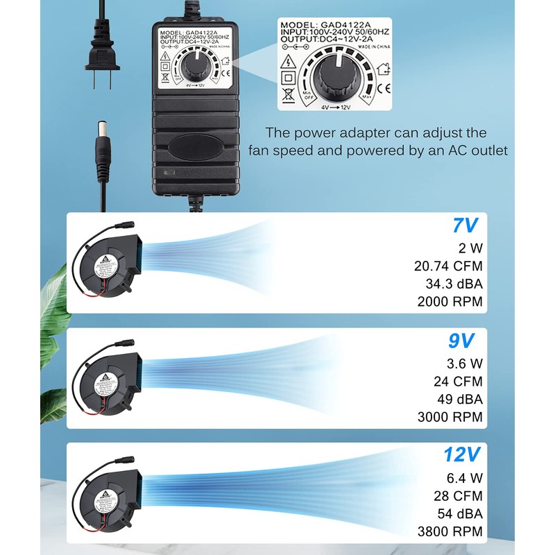 GDSTIME 97mm x 33mm DC Blower, 110V 220V AC Powered