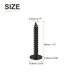 uxcell 50Pcs #8×1-1/2" Phillips Head Self Tapping Screws, Carbon Steel Flat Head High-Strength Quick Tapping Screws Wood Screw for Wood, Metal, Plastic, Black