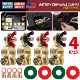 Unbranded 4x Car Battery Terminal Connector Positive Negative 12V Brass Clamps Heavy Duty