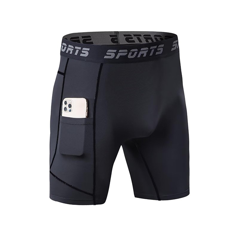 ORBU Men's Compression Half Tights with Pockets for Training, Muscle
