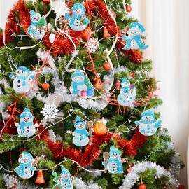 MHwan Pack of 12 double-sided 5D diamond painting Christmas pendants, shiny exquisite, diamond painting advent calendar, can be hung on Christmas trees, gift boxes, greeting cards