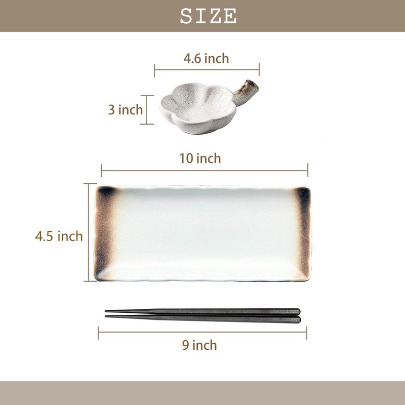 FYUEROPA 12 Pcs Sushi Plates with Sauce dish and Chopsticks,