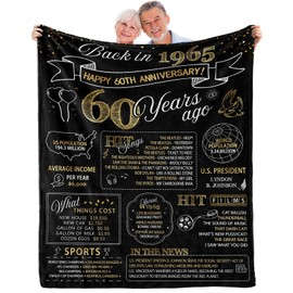 Eslygoily 60th Anniversary Wedding Gifts for Parents Grandpa Grandma Grandparents, 60 Years of Marriage Gifts for Couple Wife Husband, 60th Idea, Back in 1965 Throw Blanket 60x50