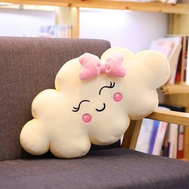 Eoieov Cloud Shaped Throw Pillow for Gifts Creativity Smiley Cushion Plush Cute Throw Pillow for Home Living Room Bedroom Decoration Pillows.Pink-19.6"