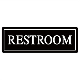 Restroom Sign, Business or Family Restroom Sign, Fine Sandblasted Acrylic, Strong Self-Adhesive, Durable, Tool-Free, Quick Installation, Suitable for Your Home and Business(9" x 3", Black/White)