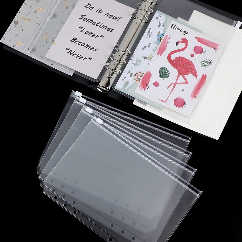 Pack of 20 A5 Size 6 Holes Binder Pockets Translucent