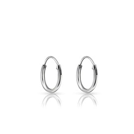 DTPsilver® 925 Sterling Silver Hoop Earrings - Tiny / Small / Medium / Large - Thickness 1.5 mm - Diameter: 8, 10, 12, 14, 16, 18, 20, 25, 30, 35, 40, 50, 60, 70, 80 mm, Sterling Silver