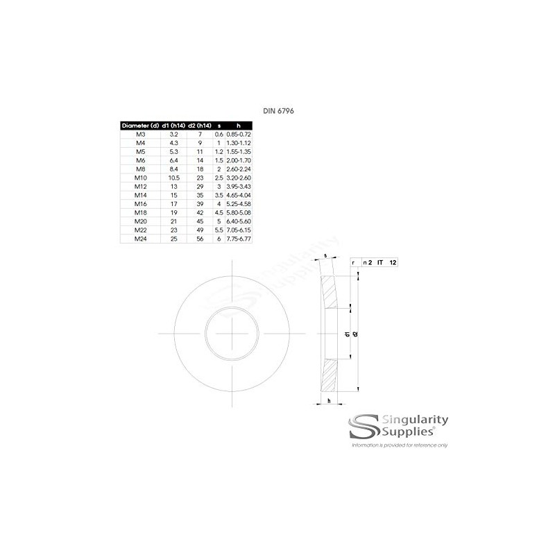 M10 (10mm) Conical Spring Washer - Stainless Steel (A2) (Pack