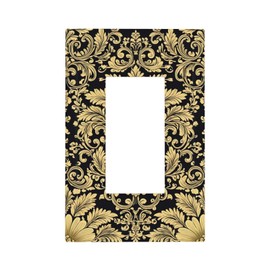 SgEdao Decorative Outlet Covers Gold Morris Plant Leaves Vine Damascus pattern 1 Gang Single Decora GFCI Device Light Switch Covers Plate 1 Rocker Wall Plate Jumbo Faceplate for Bedroom Decor