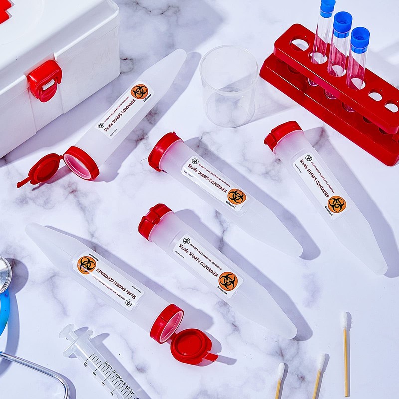 Fabbay 12 Pcs Travel Sharps Container Disposal Transportable Sharps with