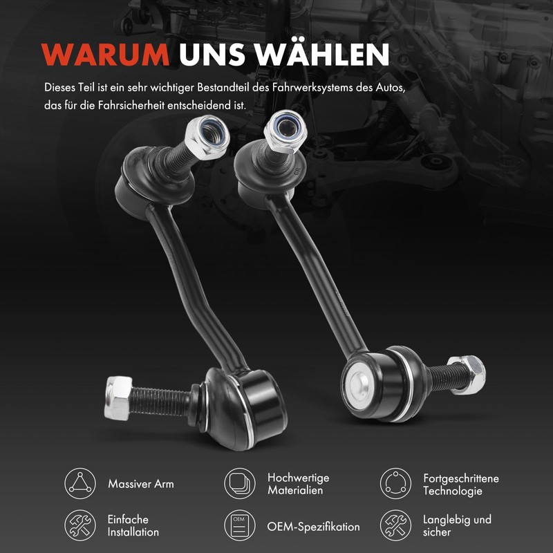 Frankberg 2x Coupling Rod Front Axle Left Right Compatible with