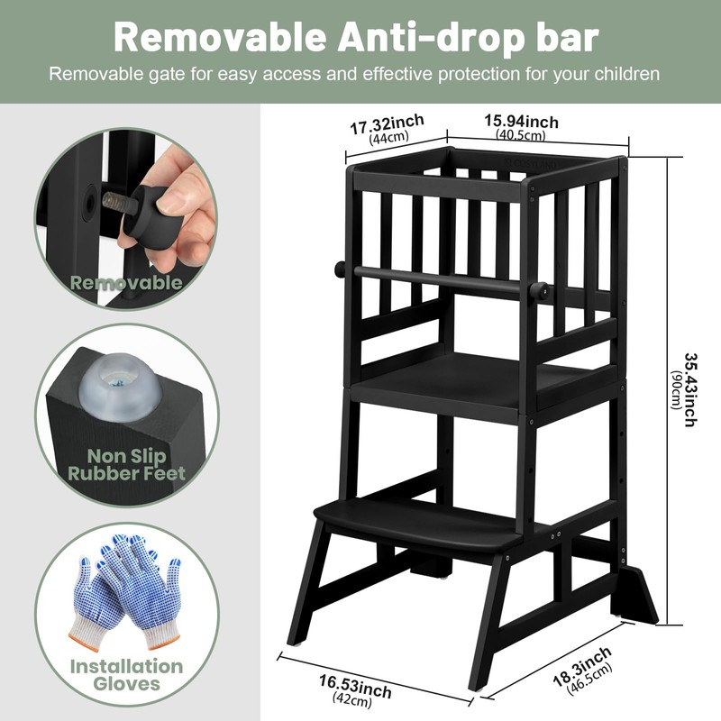 COSYLAND Toddler Standing Tower - Adjustable Height Toddler Kitchen Stool