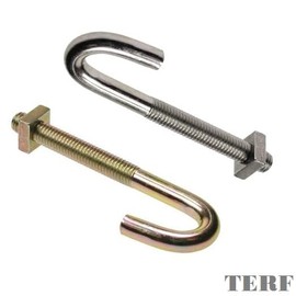 TERF® M6 X 60mm J-Hook Bolts Zinc Yellow Plated Steel M6 (6mm) X 60mm Hook Bolts with Square Nut for Roofing Gutter Fence & Hanging of Cable Wire Chain other - Pack of 4