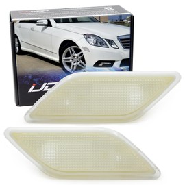 iJDMTOY Euro OEM-Spec Clear Lens Front Bumper Side Marker Lamp Housings Compatible With Mercedes 2010-2013 W212 E-Class E300 E350 E550 E63 AMG 4-Door Sedan/Wagon