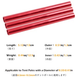 TRIWONDER Tent Pole Repair Splint Repair Kit Spare Repair Tube for Tent Pole Diameter 8.5-10.5mm (Red - 4 Pcs)