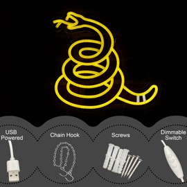 Snake Neon Sign Dimmable Rattlesnake LED Light Wall Decor Gift for Bar Game Room Bedroom Man Cave Party Decoration 13.6 * 12.6 Inch