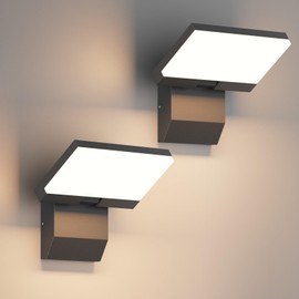Coinmit 2 Pack Modern Outdoor Wall Light 3000K 24W Porch & Patio Light Hardwired Exterior Sconce 180° Adjustable Head IP65 Waterproof for Garage House Front Door