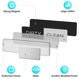 Cverny Dishwasher Magnet Clean Dirty Sign, Slide Universal Dirty Clean Dishwasher Magnet Indicator, Non-Scratch Easy to Read Strong Clean Dirty Magnet for Dishwasher Washing Machine Kitchen Decor